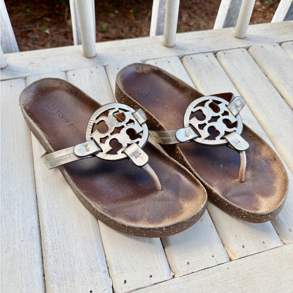 Tory Burch Brown and Gold Sandals